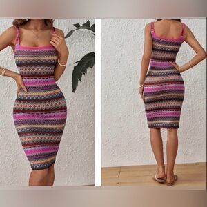 Women’s Colorful Geometric Boho Knit Dress size Small